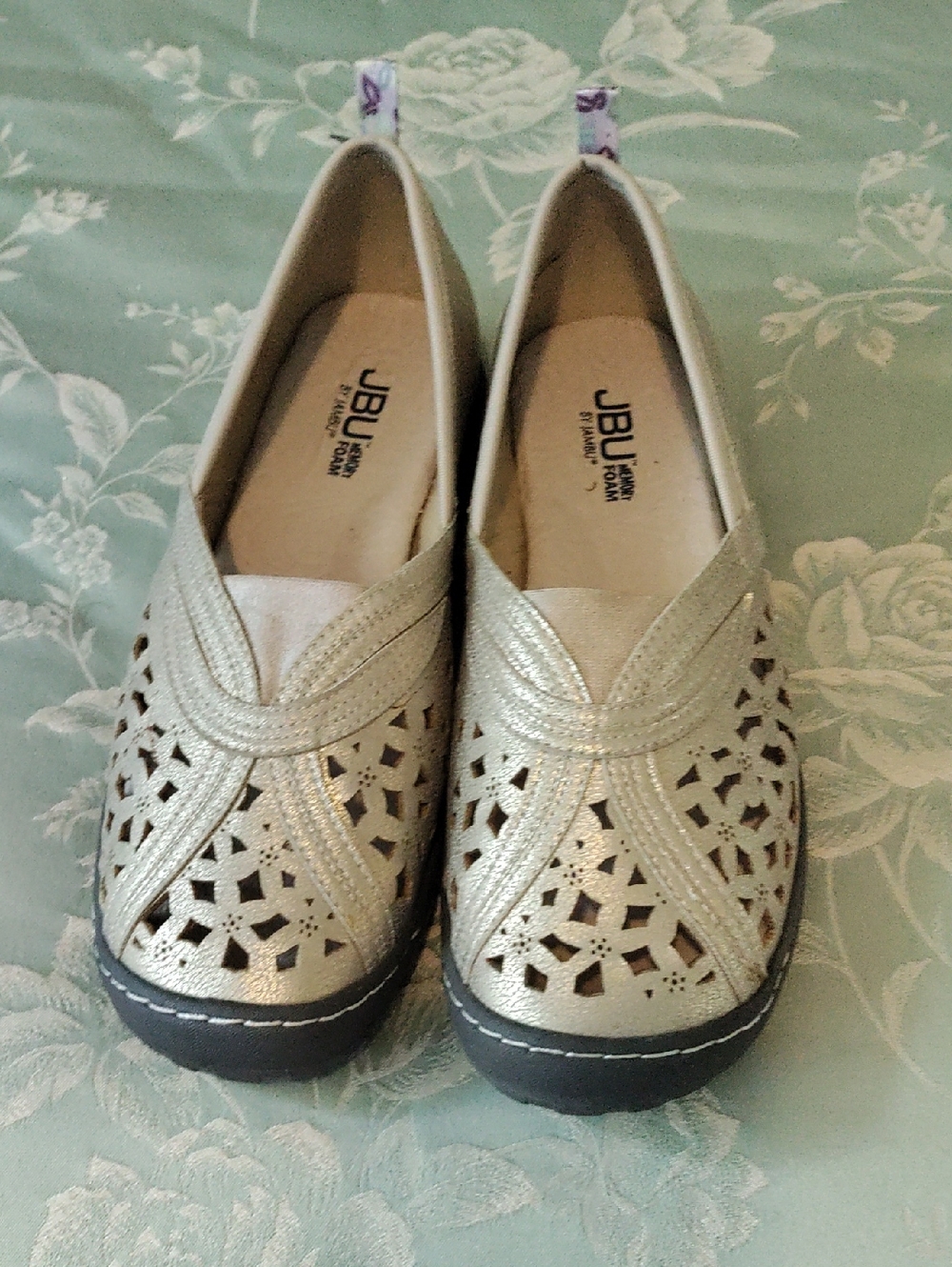 JBU Women's Metallic Gold Slip-On Comfort Shoes